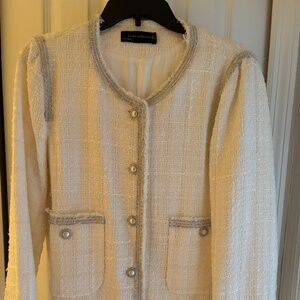 Zara Cream tweed Blazer Large